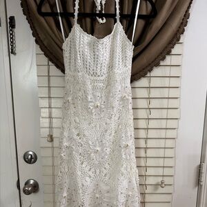 Elegant White Crochet Dress
